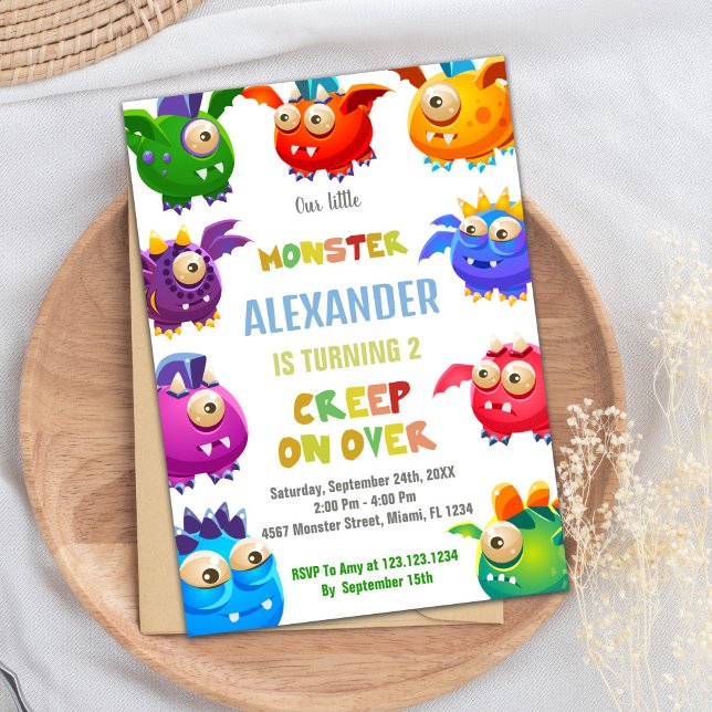 Monster Birthday-inbjudningar, Fly Monsters Inbjudningar (Monster Birthday Invitations, Fly Monsters Invitation)