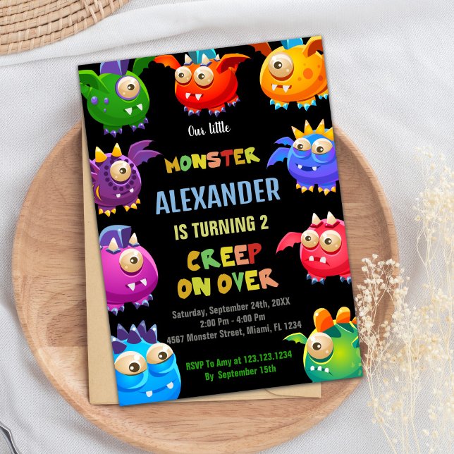 Monster Birthday-inbjudningar, Fly Monsters Inbjudningar (Monster Birthday Invitations, Fly Monsters Invitation)