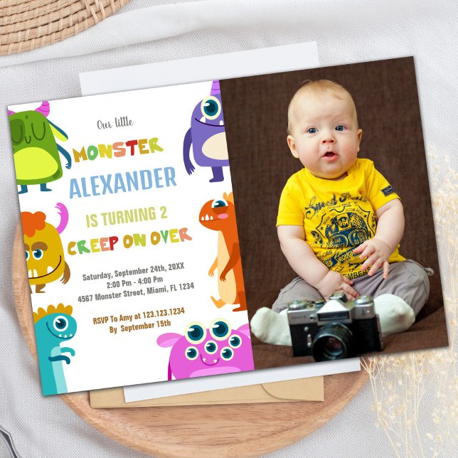 Monster Birthday-inbjudningar med foto Inbjudningar (Monster Birthday Invitations with photo)