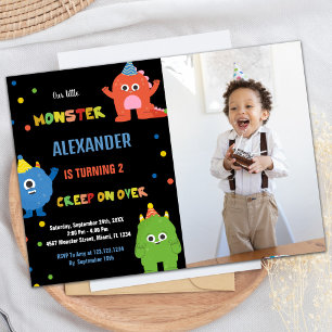 Monster Birthday-inbjudningar med foto Inbjudningar