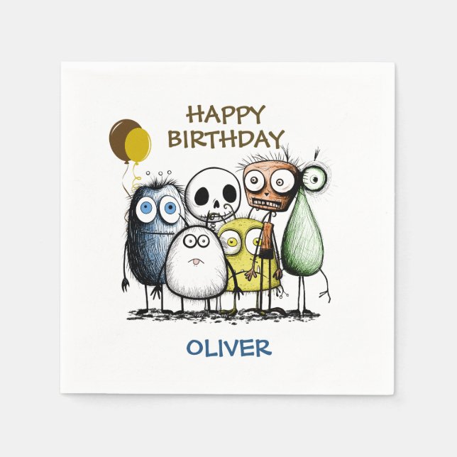 Monster Birthday Pappersservett (Framsidan)