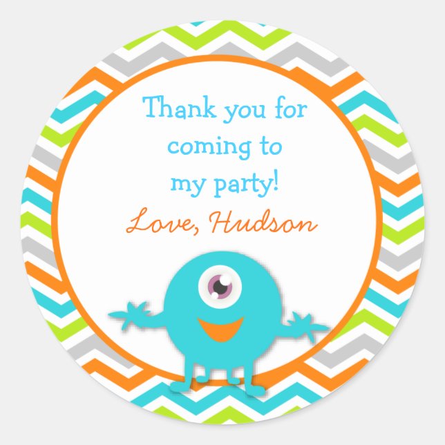 Monster Birthday Stickers Runt Klistermärke (Framsida)