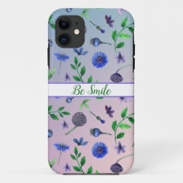 Mönster-blåa blommor iphone case
