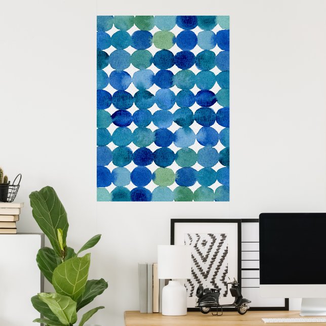 Mönster - blått och grönt poster (Hemmakontoret)