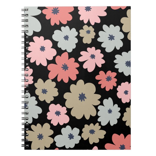 Mönster Blomma Färgrik Vintage        Anteckningsbok (Framsidan)