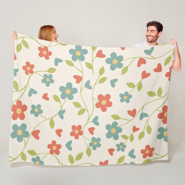 Mönster Blommigt Fleece Blanket (På plats)