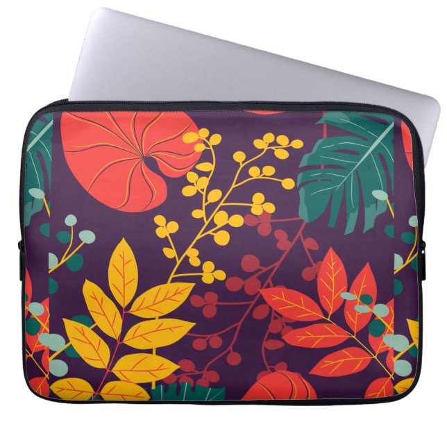 mönster blommor färgglada glänsande laptop fodral (Framsidan)