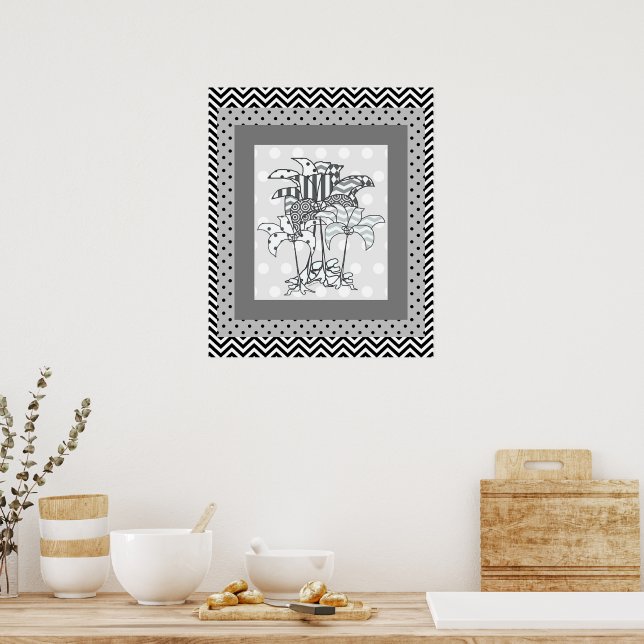 Mönster Blommor Hem Lägenhet Present Poster (Kök)