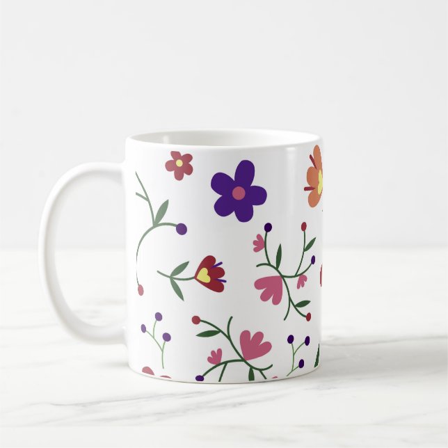 mönster blommor- kaffemugg (Vänster)