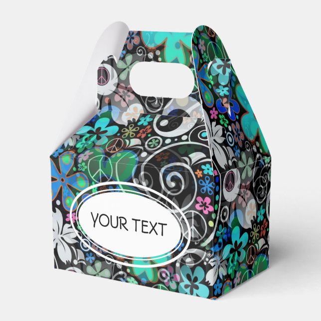 Mönster - blomsterfrid svart + din text presentaskar (Framsidan Sidan)