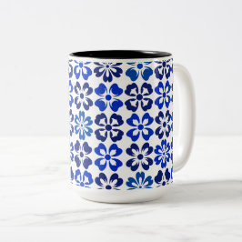 Mönster Blue Blommigt Två-Tonad Mugg