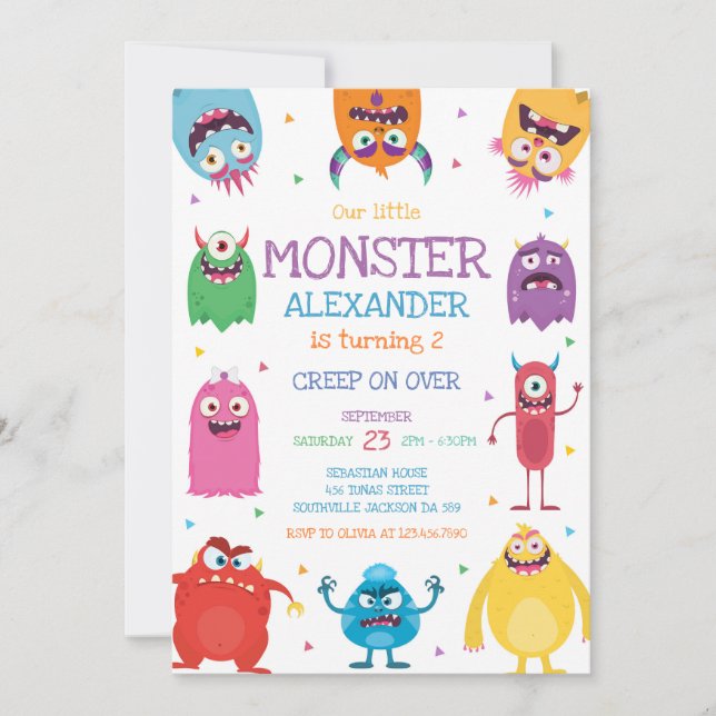 Monster Boy Birthday Invitation Inbjudningar (Framsida)