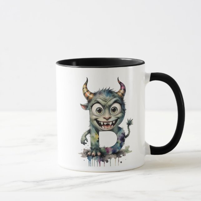 Monster Brev B Mugg - Cute Tecknad Alphabet Kopp (Höger)