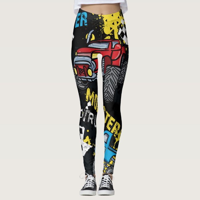 Monster Car: Abstrakt Childisch Mönster Leggings (Framsida)
