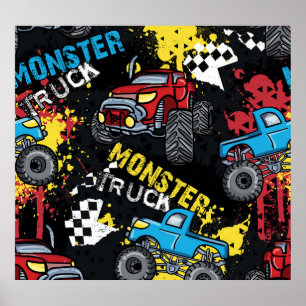 Monster Car: Abstrakt Childisch Mönster Poster