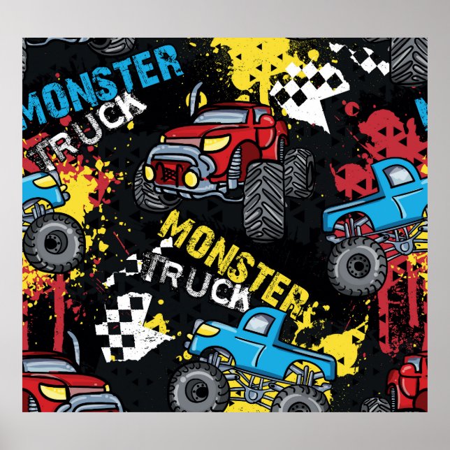 Monster Car: Abstrakt Childisch Mönster Poster (Framsidan)