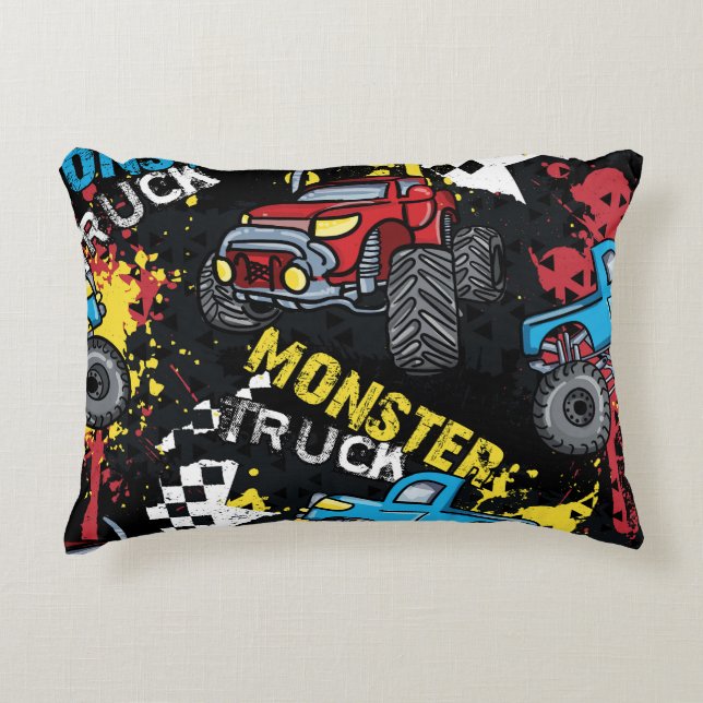 Monster Car: Abstrakt Childisch Mönster Prydnadskudde (Framsidan)