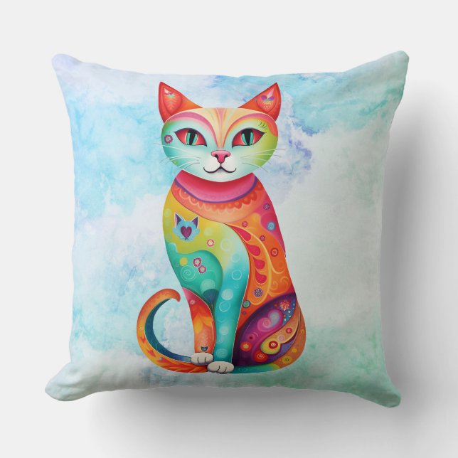 Mönster CatThrow Pillow Kudde (Framsida)