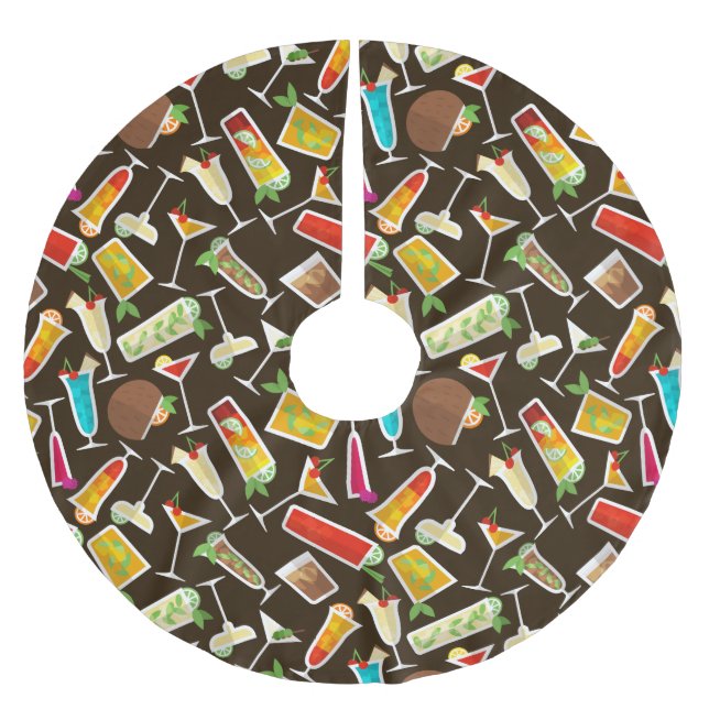 Mönster cocktail och långdryck, cocktail pub julgransmatta borstad polyester (Framsidan)