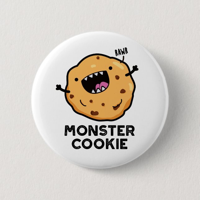 Monster Cookie Funny Food Pun Knapp (Framsida)