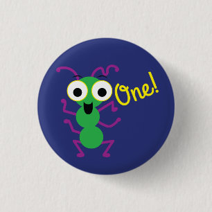 Monster Cute Funny 1:a födelsedag Party Theme Knapp
