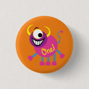 Monster Cute Funny Barns födelsedag Party Theme Knapp