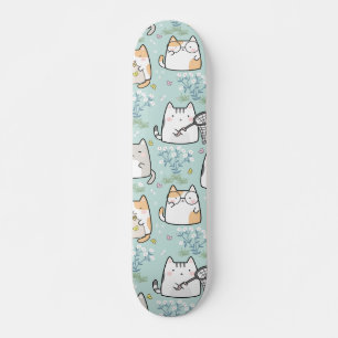 Mönster Cute Kawaii Cats plant butterflies Mini Skateboard Bräda 18,5 Cm