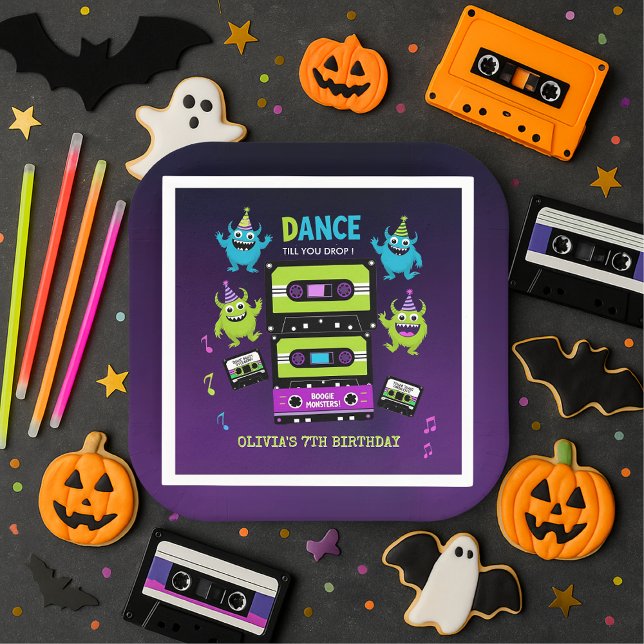 Monster Dance Party Birthday | Neon Boogie Pappersservett (Skapare uppladdad)