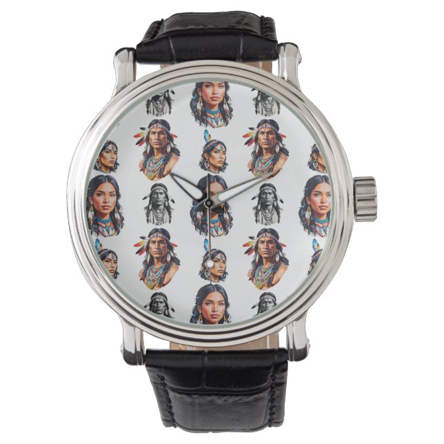 Mönster-design för den inhemska Indian-stammen Armbandsur (Framsida)