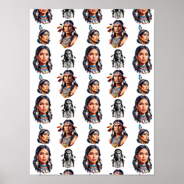 Mönster-design för den inhemska Indian-stammen Poster (Framsidan)