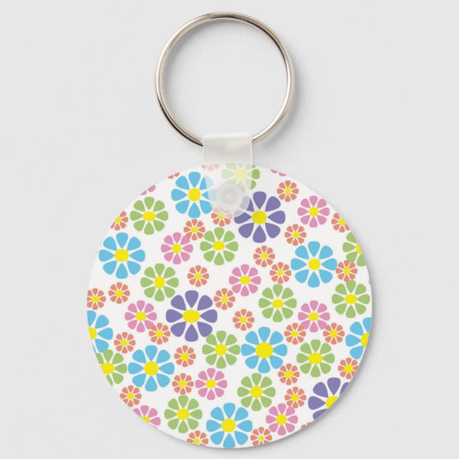Mönster-design för färgstarka blommigtar nyckelring (Framsida)