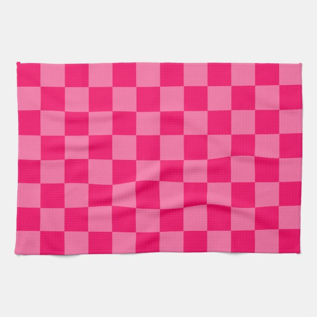Mönster design för Light and Shock rosa Checker Kökshandduk (Horisontell)