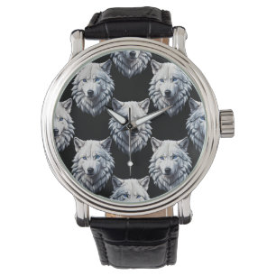 Mönster design för vit Varg huvud Armbandsur
