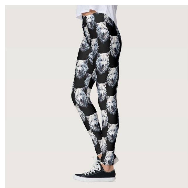 Mönster design för vit Varg huvud Leggings (Skapare uppladdad)