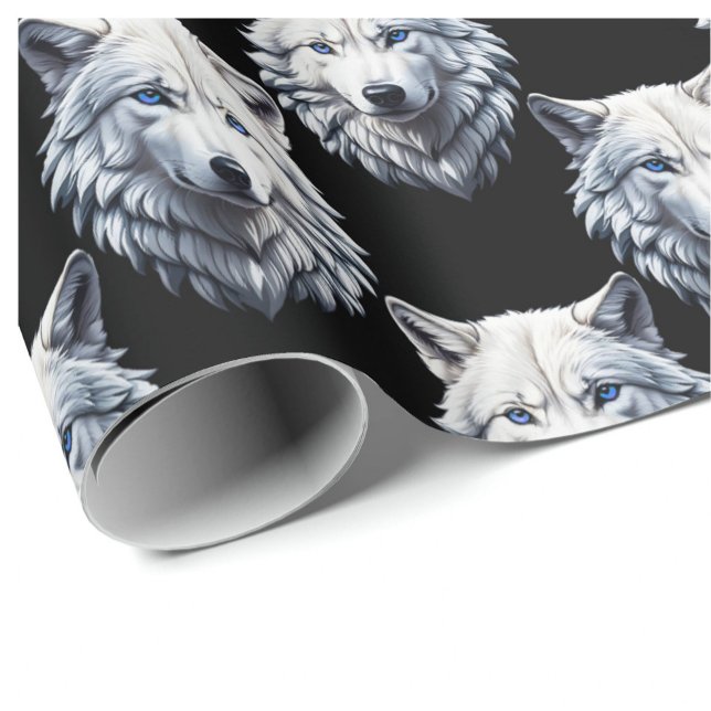 Mönster design för vit Varg huvud Presentpapper (Skapare uppladdad)