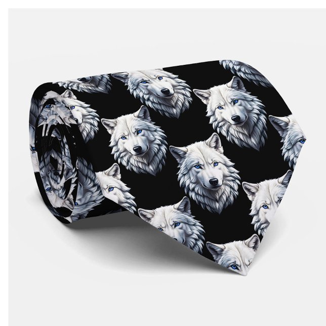 Mönster design för vit Varg huvud Slips (Skapare uppladdad)