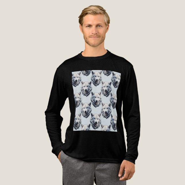 Mönster design för vit Varg huvud T Shirt (Hel framsida)