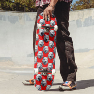 Mönster design för vit Varg med huvud - röd Mini Skateboard Bräda 18,5 Cm