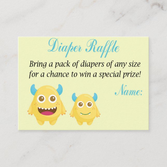 Monster Diaper Raffle Biljett (Framsida)