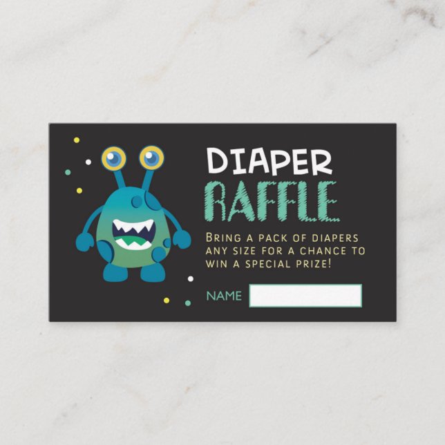 Monster Diaper Raffle Biljett (pojke) Tilläggskort (Framsida)
