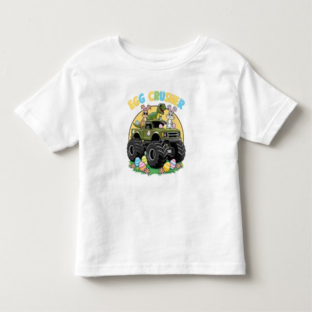 Monster Dino Lastbil Påsk Äventyr T Shirt (Framsida)
