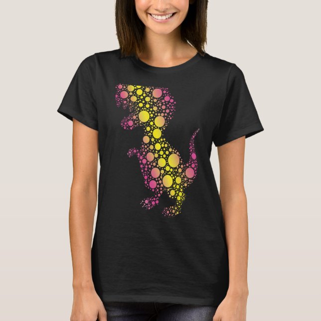 Mönster Dinosaur Colorful September Internationell T Shirt (Framsida)