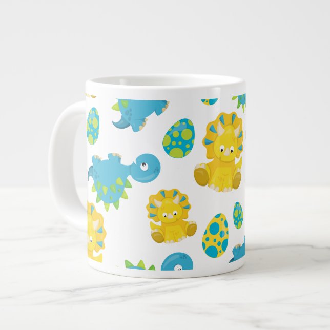 Mönster, dinosaurier, cute Dinosaurs, Baby Dino Jumbo Mugg (Framsida vänster)