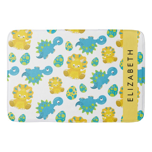 Mönster, dinosaurier, Cute Dinosaurs, ditt namn Badrumsmatta (Framsidan)