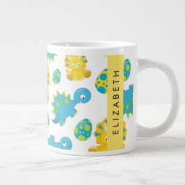 Mönster, dinosaurier, Cute Dinosaurs, ditt namn Jumbo Mugg
