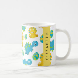 Mönster, dinosaurier, Cute Dinosaurs, ditt namn Kaffemugg