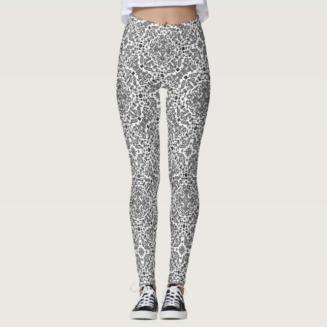 Mönster doodles leggings (Framsida)