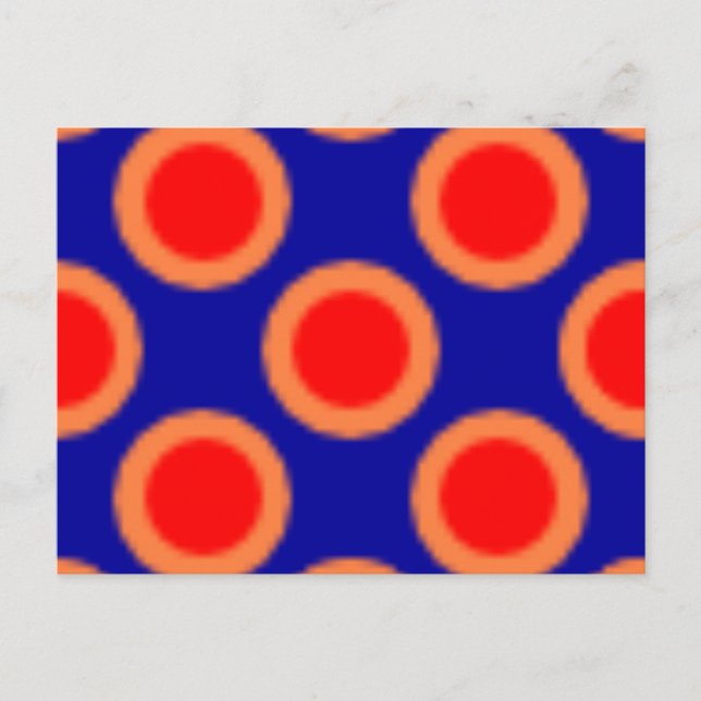 Mönster Dot Red, Blue, Orange Vykort (Framsida)