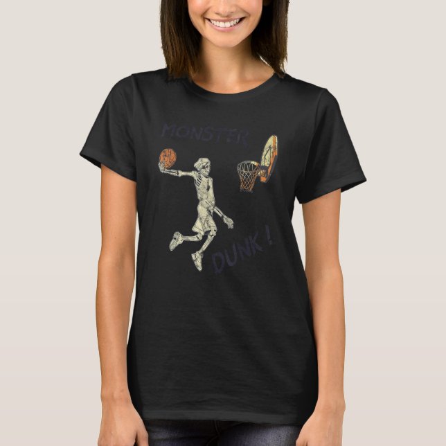 Monster Drunk Skeleton spelar basketboll T Shirt (Framsida)