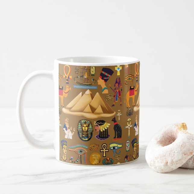 Mönster-egyptisk hieroglyfisk symbol kaffemugg (Med munk)